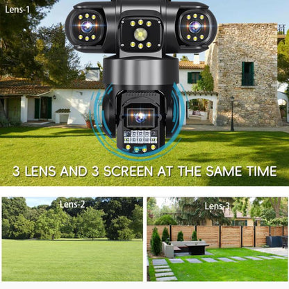 V380 3MP HD Panoramic 360 Degrees Triple Lens Wireless WiFi Surveillance Camera, EU Plug, US Plug