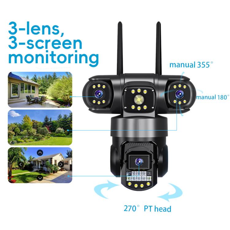 V380 3MP HD Panoramic 360 Degrees Triple Lens Wireless WiFi Surveillance Camera, EU Plug, US Plug