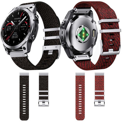 Quick Release Watch Connector Striped Nylon Watch Band, For Garmin 22mm