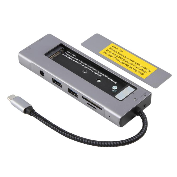 8 in 1 HUB USB-C to M.2 SSD Enclosure + HDTV + 2 x USB 3.2+ Audio + PD + SD/TF Card Reader, 8 in 1 with USB 3.2 + USB 3.2