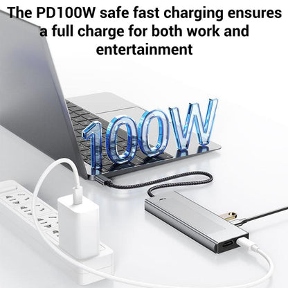 8 in 1 HUB USB-C to M.2 SSD Enclosure + HDTV + USB 3.2 + USB 2.0 + PD + SD/TF Card Reader, 8 in 1 with USB 3.2 + USB 2.0