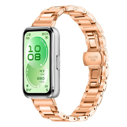 Slim Butterfly Buckle Metal Stainless Steel Watch Band, For Huawei Band 11 / Band 11 Pro