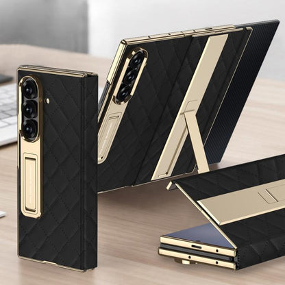 GKK Integrated Diamond Pattern Full Coverage Flip Phone Case with Holder, For Samsung Galaxy Z TriFold