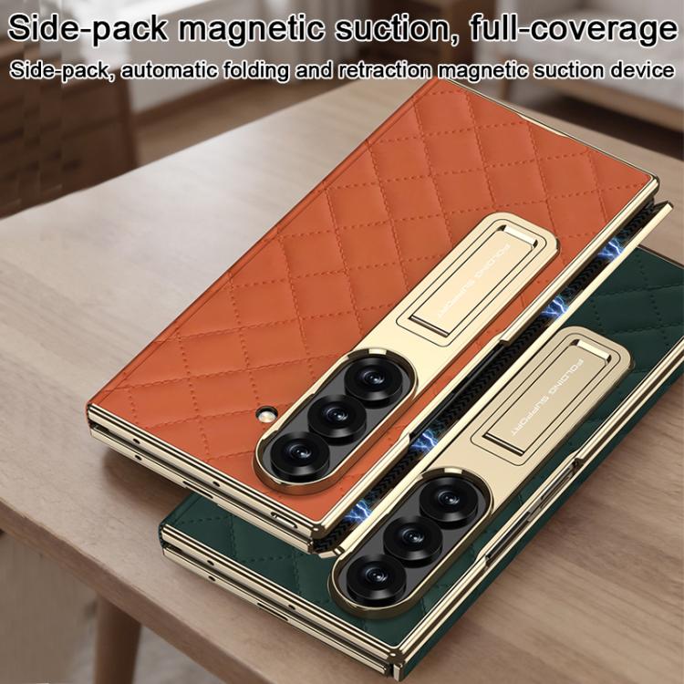 GKK Integrated Diamond Pattern Full Coverage Flip Phone Case with Holder, For Samsung Galaxy Z TriFold
