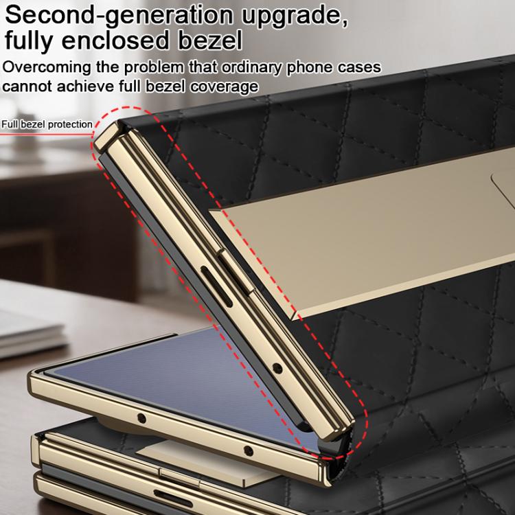 GKK Integrated Diamond Pattern Full Coverage Flip Phone Case with Holder, For Samsung Galaxy Z TriFold