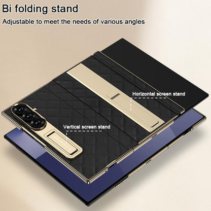 GKK Integrated Diamond Pattern Full Coverage Flip Phone Case with Holder, For Samsung Galaxy Z TriFold