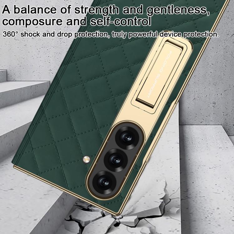 GKK Integrated Diamond Pattern Full Coverage Flip Phone Case with Holder, For Samsung Galaxy Z TriFold