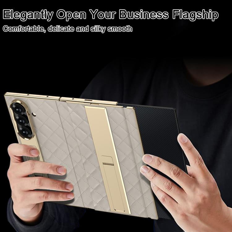GKK Integrated Diamond Pattern Full Coverage Flip Phone Case with Holder, For Samsung Galaxy Z TriFold
