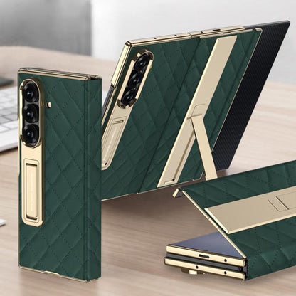 GKK Integrated Diamond Pattern Full Coverage Flip Phone Case with Holder, For Samsung Galaxy Z TriFold