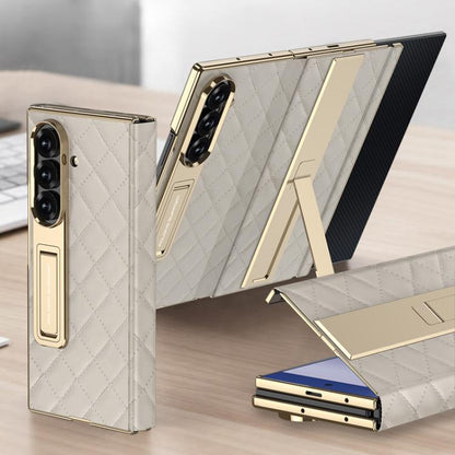 GKK Integrated Diamond Pattern Full Coverage Flip Phone Case with Holder, For Samsung Galaxy Z TriFold