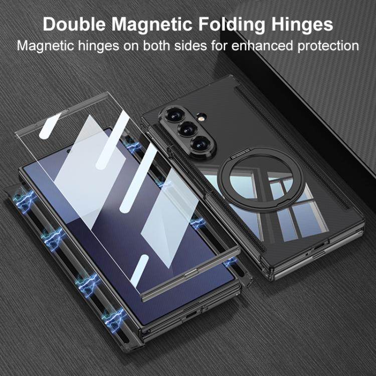 GKK Integrated Magnetic Hinge Folding Transparent Full Coverage Phone Case with Rotating Holder, For Samsung Galaxy Z TriFold