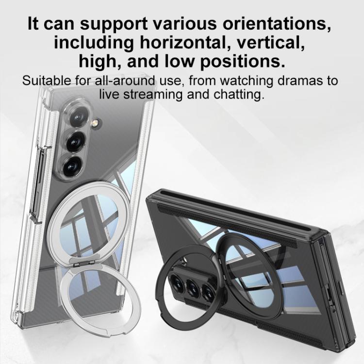 GKK Integrated Magnetic Hinge Folding Transparent Full Coverage Phone Case with Rotating Holder, For Samsung Galaxy Z TriFold