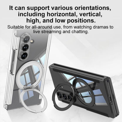 GKK Integrated Magnetic Hinge Folding Transparent Full Coverage Phone Case with Rotating Holder, For Samsung Galaxy Z TriFold