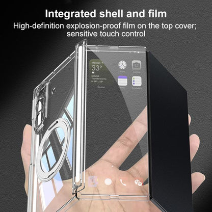 GKK Integrated Magnetic Hinge Folding Transparent Full Coverage Phone Case with Rotating Holder, For Samsung Galaxy Z TriFold