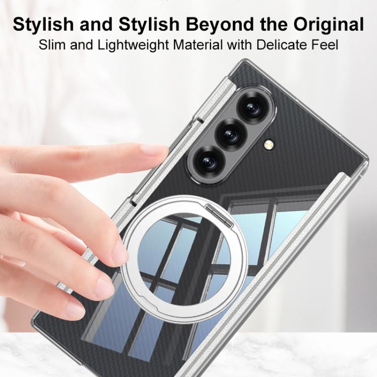 GKK Integrated Magnetic Hinge Folding Transparent Full Coverage Phone Case with Rotating Holder, For Samsung Galaxy Z TriFold