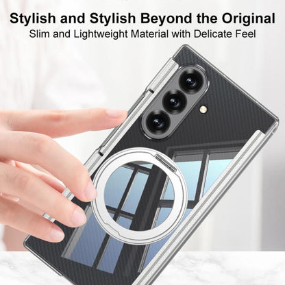 GKK Integrated Magnetic Hinge Folding Transparent Full Coverage Phone Case with Rotating Holder, For Samsung Galaxy Z TriFold