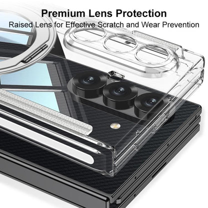 GKK Integrated Magnetic Hinge Folding Transparent Full Coverage Phone Case with Rotating Holder, For Samsung Galaxy Z TriFold