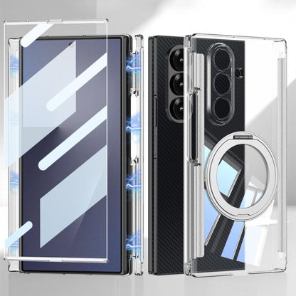 GKK Integrated Magnetic Hinge Folding Transparent Full Coverage Phone Case with Rotating Holder, For Samsung Galaxy Z TriFold
