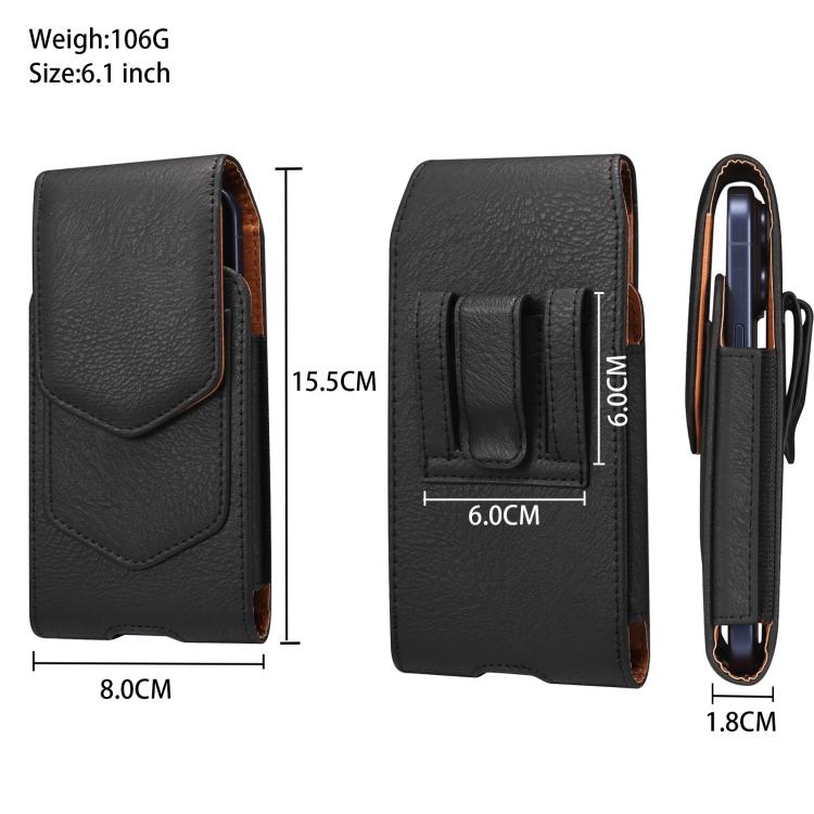 Universal Horizontal Vegan Leather Phone Waist Bag, For 6.1 inch, For 6.5 inch, For 6.7-6.9 inch, For 7.2 inch