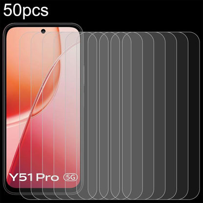 50pcs 0.26mm 9H 2.5D Tempered Glass Film, For vivo Y31s 5G 2026, For vivo Y6t 5G / Y6 5G, For vivo T5 4G, For vivo Y27 5G / 4G 2023, For vivo Y51 Pro 5G, For vivo iQOO Z11 5G, For vivo Y500s 5G, For vivo Y60m 5G