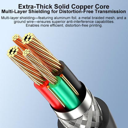 USB 2.0 High-Speed USB-A to USB-B Printer Cable For Scanners, Desktop Printers, and Digital Devices, 0.5m, 1m, 1.5m, 2m, 3m, 5m, 8m, 10m
