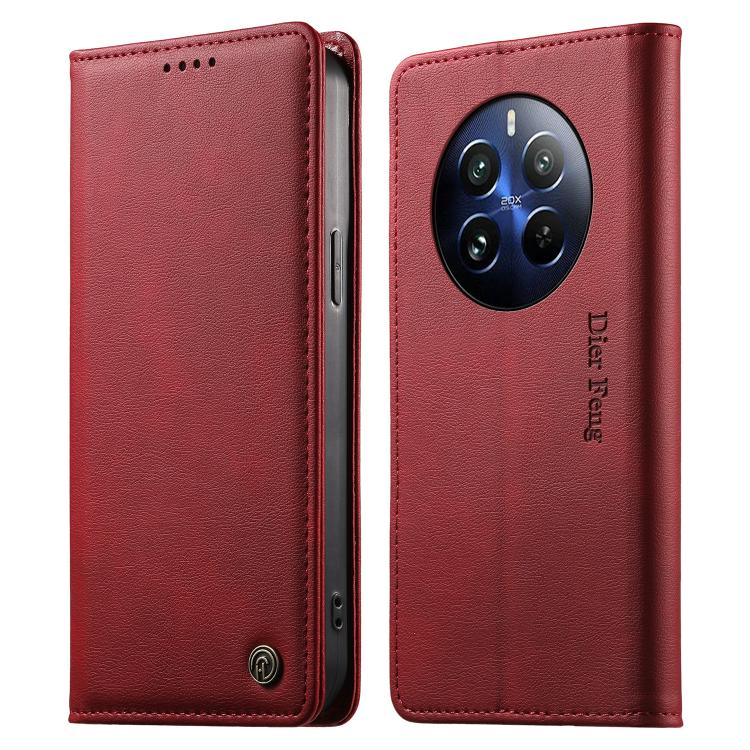 Dierfeng Metal Snap Magnetic RFID Vegan Leather Phone Case, For Realme 13 Pro / Realme 13 Pro+, For Realme 12 5G / 12x / C65 5G, For Realme GT 6, For Realme C67 4G / Realme 12 Lite, For Realme 12 Pro / 12 Pro+, For Realme C53 / Narzo N53               ...
