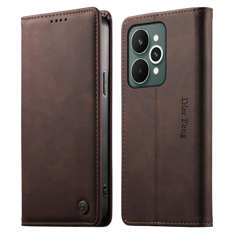 Dierfeng Metal Snap Magnetic RFID Vegan Leather Phone Case, For Realme 16T 5G, For Realme C100 4G, For Realme C85 5G / C83 5G / 15x 5G India, For Realme 16 5G, For Realme 16 Pro+ 5G, For Realme 16 Pro 5G, For Realme C85 Pro 4G, For Realme 15T 5G       ...