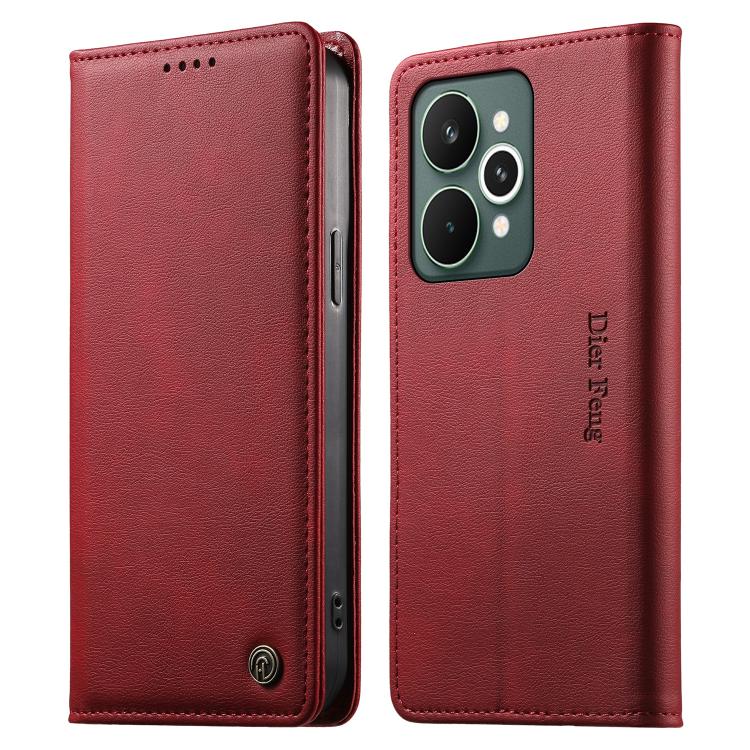 Dierfeng Metal Snap Magnetic RFID Vegan Leather Phone Case, For Realme 16T 5G, For Realme C100 4G, For Realme C85 5G / C83 5G / 15x 5G India, For Realme 16 5G, For Realme 16 Pro+ 5G, For Realme 16 Pro 5G, For Realme C85 Pro 4G, For Realme 15T 5G       ...