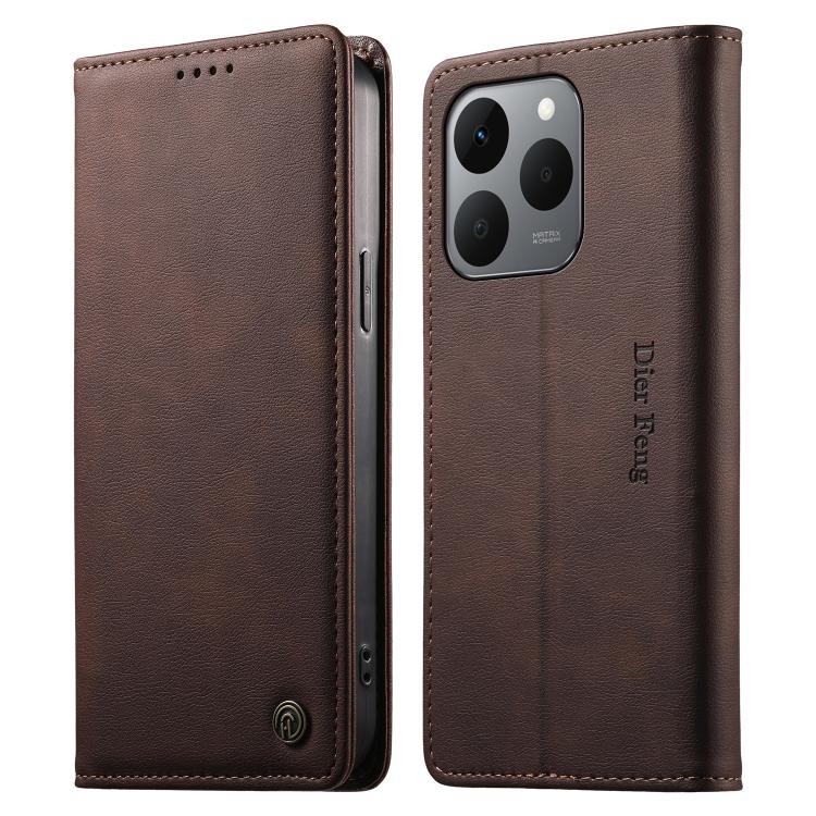 Dierfeng Metal Snap Magnetic RFID Vegan Leather Phone Case, For Realme 16T 5G, For Realme C100 4G, For Realme C85 5G / C83 5G / 15x 5G India, For Realme 16 5G, For Realme 16 Pro+ 5G, For Realme 16 Pro 5G, For Realme C85 Pro 4G, For Realme 15T 5G       ...