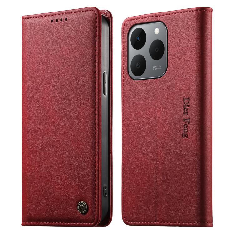 Dierfeng Metal Snap Magnetic RFID Vegan Leather Phone Case, For Realme 16T 5G, For Realme C100 4G, For Realme C85 5G / C83 5G / 15x 5G India, For Realme 16 5G, For Realme 16 Pro+ 5G, For Realme 16 Pro 5G, For Realme C85 Pro 4G, For Realme 15T 5G       ...