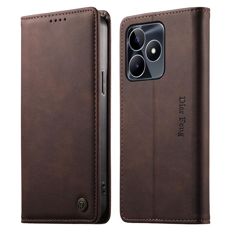 Dierfeng Metal Snap Magnetic RFID Vegan Leather Phone Case, For Realme 13 Pro / Realme 13 Pro+, For Realme 12 5G / 12x / C65 5G, For Realme GT 6, For Realme C67 4G / Realme 12 Lite, For Realme 12 Pro / 12 Pro+, For Realme C53 / Narzo N53               ...