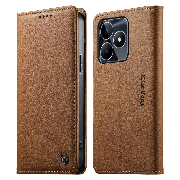 Dierfeng Metal Snap Magnetic RFID Vegan Leather Phone Case, For Realme 13 Pro / Realme 13 Pro+, For Realme 12 5G / 12x / C65 5G, For Realme GT 6, For Realme C67 4G / Realme 12 Lite, For Realme 12 Pro / 12 Pro+, For Realme C53 / Narzo N53               ...