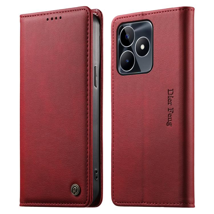 Dierfeng Metal Snap Magnetic RFID Vegan Leather Phone Case, For Realme 13 Pro / Realme 13 Pro+, For Realme 12 5G / 12x / C65 5G, For Realme GT 6, For Realme C67 4G / Realme 12 Lite, For Realme 12 Pro / 12 Pro+, For Realme C53 / Narzo N53               ...