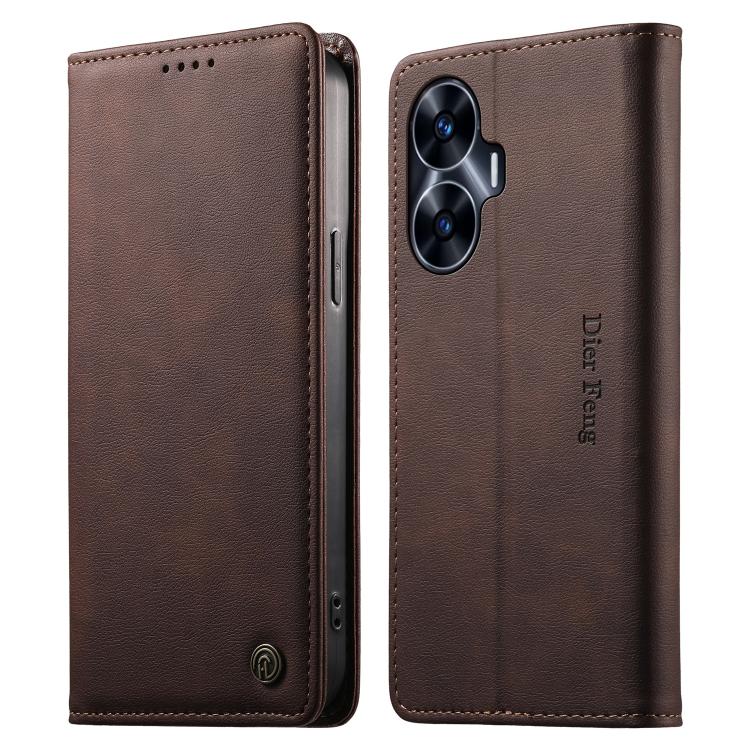 Dierfeng Metal Snap Magnetic RFID Vegan Leather Phone Case, For Realme 13 Pro / Realme 13 Pro+, For Realme 12 5G / 12x / C65 5G, For Realme GT 6, For Realme C67 4G / Realme 12 Lite, For Realme 12 Pro / 12 Pro+, For Realme C53 / Narzo N53               ...