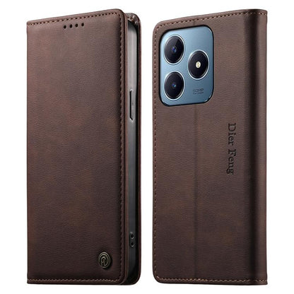 Dierfeng Metal Snap Magnetic RFID Vegan Leather Phone Case, For Realme 16T 5G, For Realme C100 4G, For Realme C85 5G / C83 5G / 15x 5G India, For Realme 16 5G, For Realme 16 Pro+ 5G, For Realme 16 Pro 5G, For Realme C85 Pro 4G, For Realme 15T 5G       ...