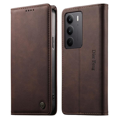 Dierfeng Metal Snap Magnetic RFID Vegan Leather Phone Case, For Realme 16T 5G, For Realme C100 4G, For Realme C85 5G / C83 5G / 15x 5G India, For Realme 16 5G, For Realme 16 Pro+ 5G, For Realme 16 Pro 5G, For Realme C85 Pro 4G, For Realme 15T 5G       ...