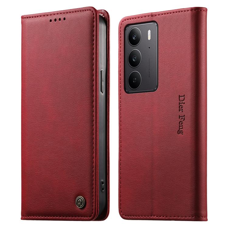 Dierfeng Metal Snap Magnetic RFID Vegan Leather Phone Case, For Realme 16T 5G, For Realme C100 4G, For Realme C85 5G / C83 5G / 15x 5G India, For Realme 16 5G, For Realme 16 Pro+ 5G, For Realme 16 Pro 5G, For Realme C85 Pro 4G, For Realme 15T 5G       ...