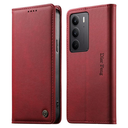 Dierfeng Metal Snap Magnetic RFID Vegan Leather Phone Case, For Realme 16T 5G, For Realme C100 4G, For Realme C85 5G / C83 5G / 15x 5G India, For Realme 16 5G, For Realme 16 Pro+ 5G, For Realme 16 Pro 5G, For Realme C85 Pro 4G, For Realme 15T 5G       ...