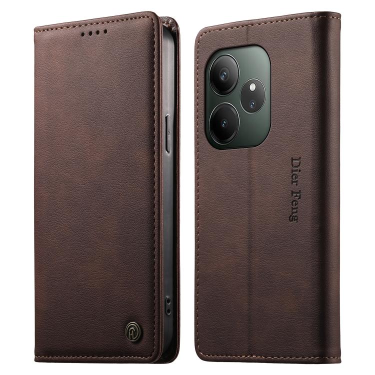 Dierfeng Metal Snap Magnetic RFID Vegan Leather Phone Case, For Realme 13 Pro / Realme 13 Pro+, For Realme 12 5G / 12x / C65 5G, For Realme GT 6, For Realme C67 4G / Realme 12 Lite, For Realme 12 Pro / 12 Pro+, For Realme C53 / Narzo N53               ...