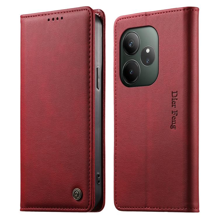 Dierfeng Metal Snap Magnetic RFID Vegan Leather Phone Case, For Realme 13 Pro / Realme 13 Pro+, For Realme 12 5G / 12x / C65 5G, For Realme GT 6, For Realme C67 4G / Realme 12 Lite, For Realme 12 Pro / 12 Pro+, For Realme C53 / Narzo N53               ...