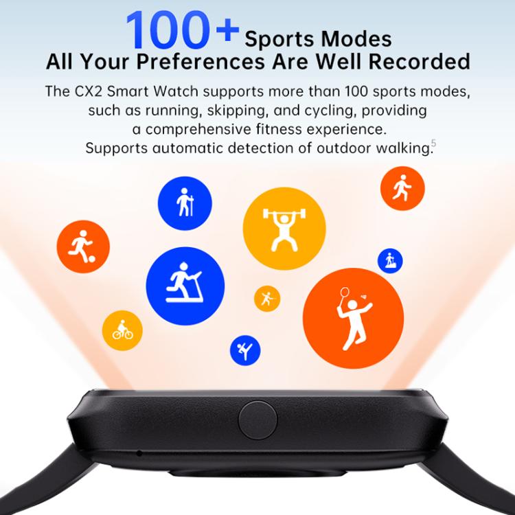 CX2 1.95 inch TFT Color Screen BT Calling Smart Watch, Support Health Monitoring