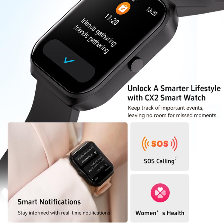 CX2 1.95 inch TFT Color Screen BT Calling Smart Watch, Support Health Monitoring
