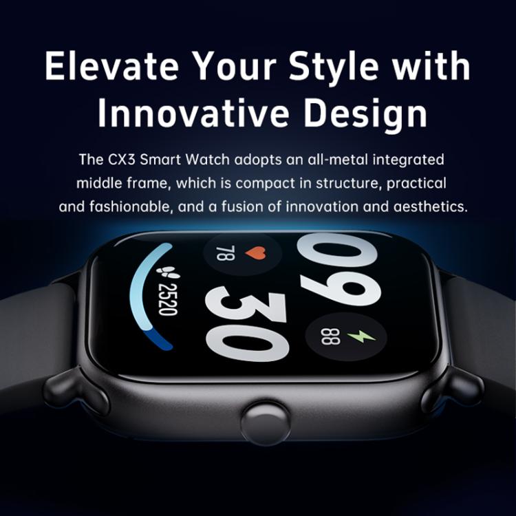 CX3 1.95 inch TFT Color Screen All Metal BT Calling Smart Watch, Support Health Monitoring