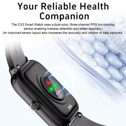 CX3 1.95 inch TFT Color Screen All Metal BT Calling Smart Watch, Support Health Monitoring
