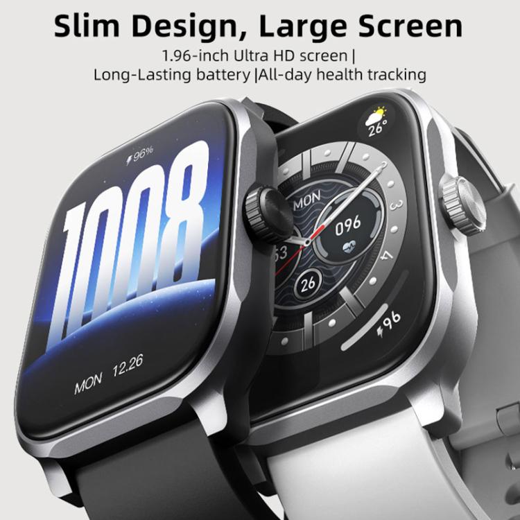 GTS12 1.96 inch Ultra-HD Large Screen BT Calling Smart Watch, Support Health Monitoring