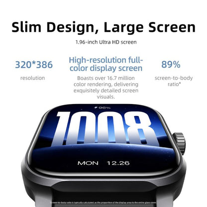 GTS12 1.96 inch Ultra-HD Large Screen BT Calling Smart Watch, Support Health Monitoring