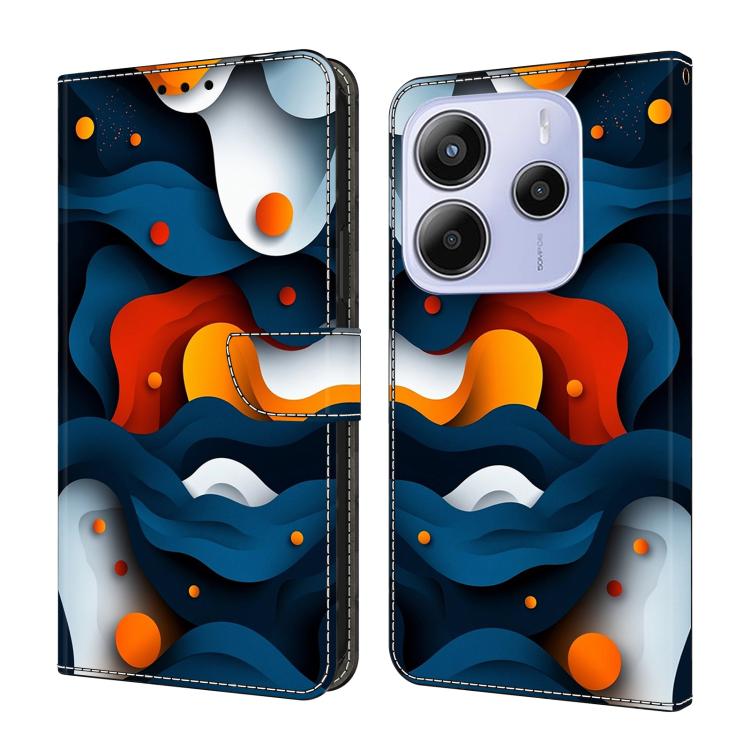 Crystal-Like Painted Vegan Leather Phone Case, For Redmi Note 14 Pro 4G, For Redmi Note 14 4G 163.25mm, For Redmi Note 14 5G, For Redmi Note 14 Pro 5G