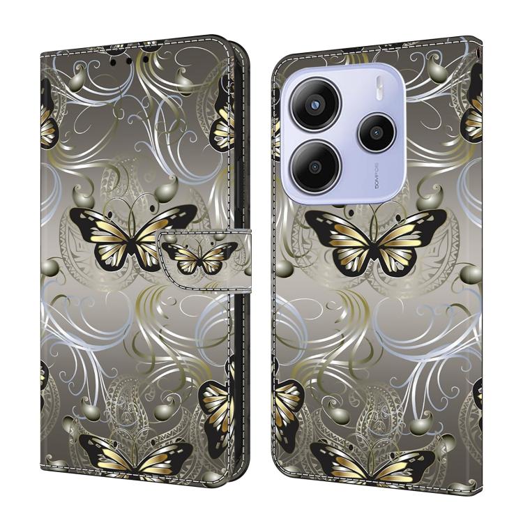 Crystal-Like Painted Vegan Leather Phone Case, For Redmi Note 14 Pro 4G, For Redmi Note 14 4G 163.25mm, For Redmi Note 14 5G, For Redmi Note 14 Pro 5G