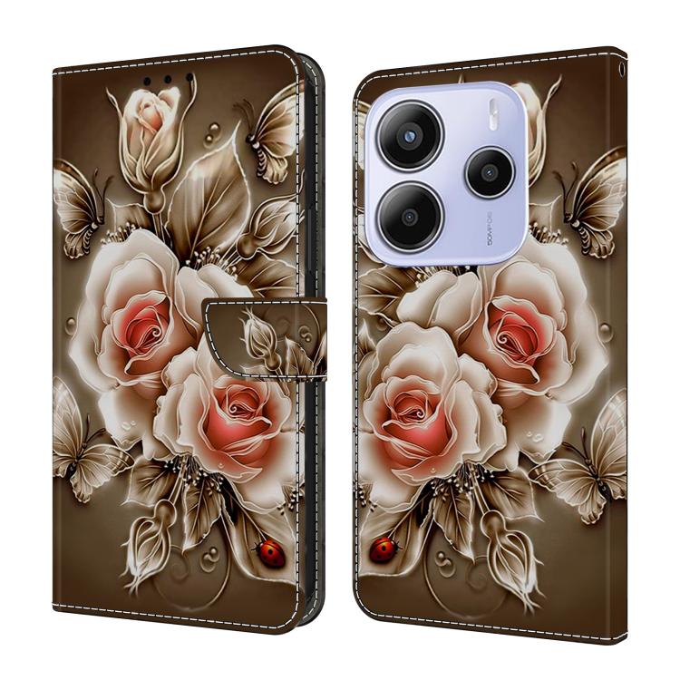 Crystal-Like Painted Vegan Leather Phone Case, For Redmi Note 14 Pro 4G, For Redmi Note 14 4G 163.25mm, For Redmi Note 14 5G, For Redmi Note 14 Pro 5G