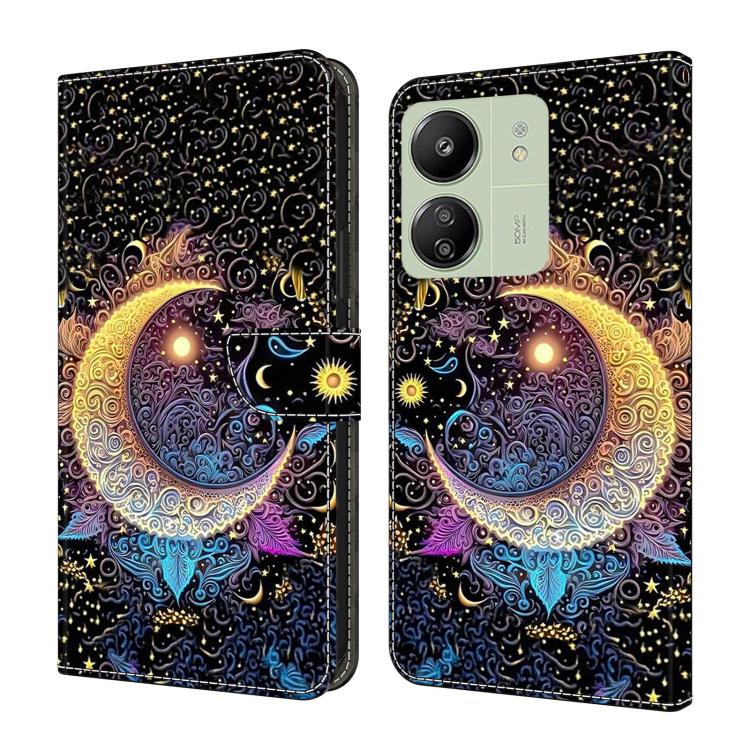 Crystal-Like Painted Vegan Leather Phone Case, For Redmi 14C 4G, For Redmi 13C 4G / 5G, For Redmi K70E / Poco X6 Pro